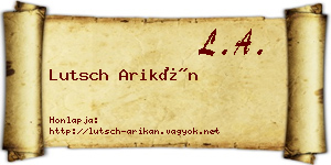 Lutsch Arikán névjegykártya